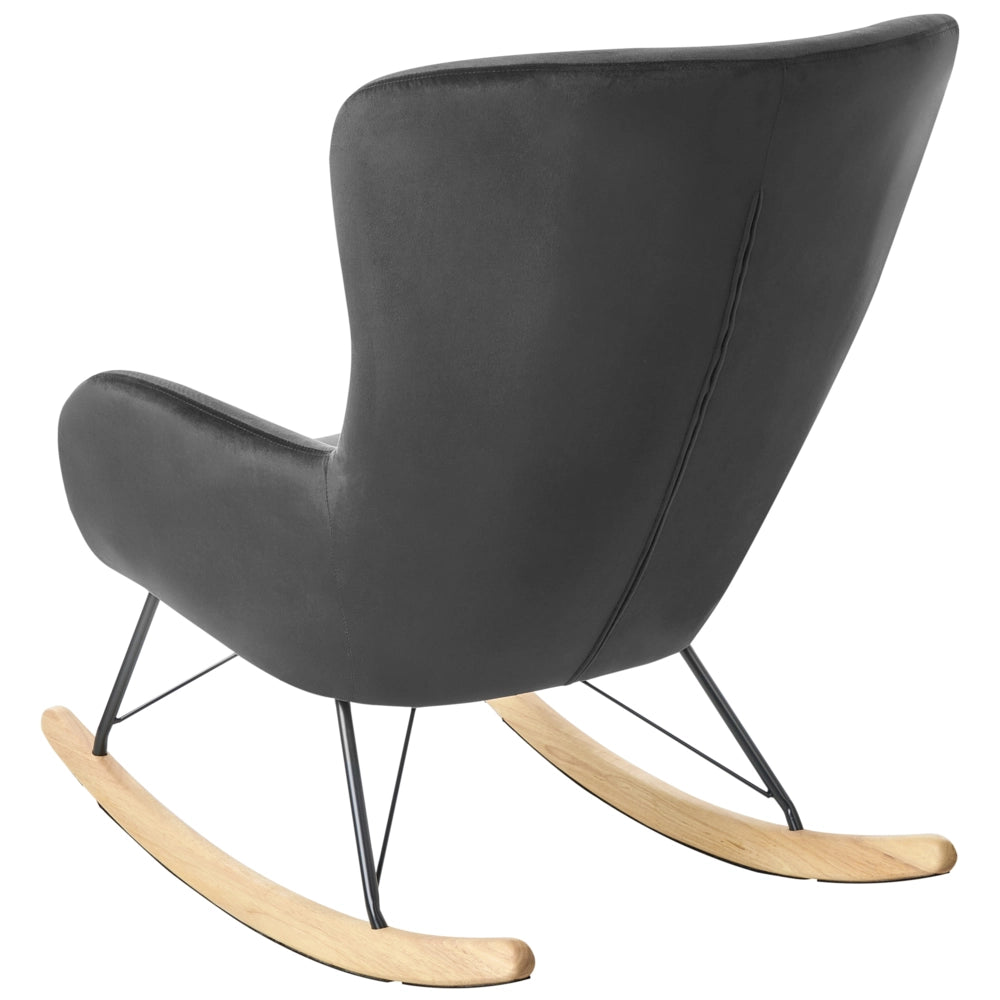 Sedia A Dondolo Velluto Nero Gambe In Metallo Pattini In Legno stile glamour moderno tradizionale