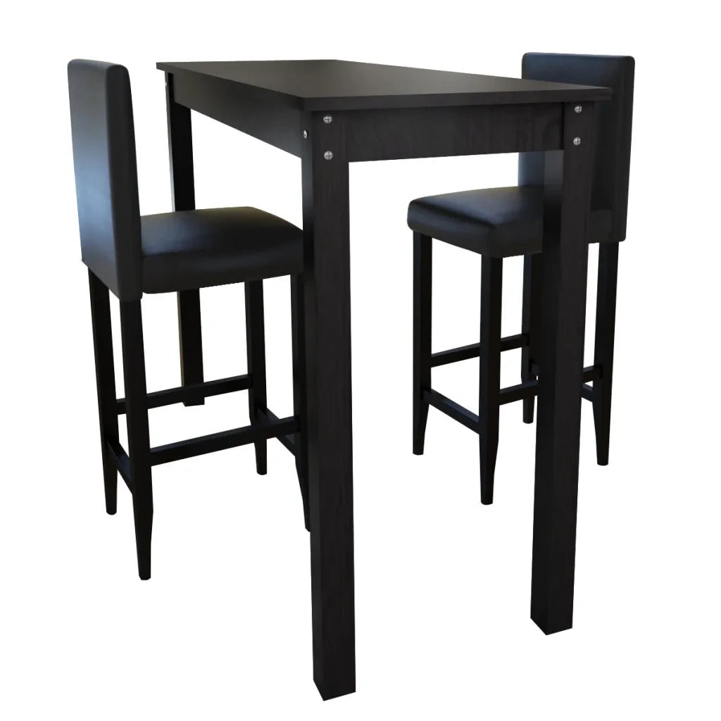 Set Tavolino da Bar con 2 Sgabelli Neri cod mxl 6767