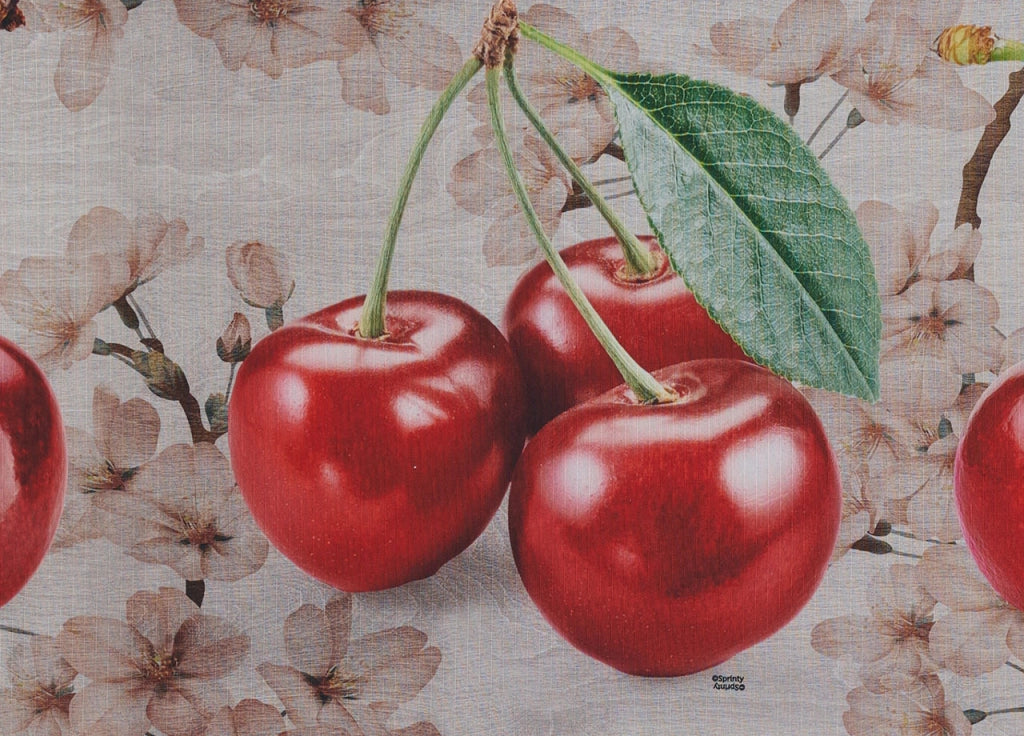 Tappeto Passatoia Cucina Antiscivolo Stampa Digitale Sprinty Disegno Cherry - 52x180 - Cherry