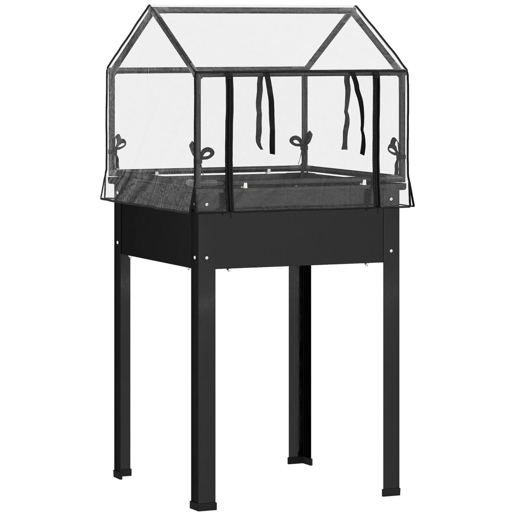 Aiuola rialzata con copertura, 60 x 60 x 120 cm, nero