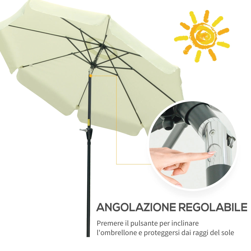 Ombrellone da Giardino Rotondo ?2.7x2.5 m ¨C zephmum ¨C Beige, Testa Inclinabile