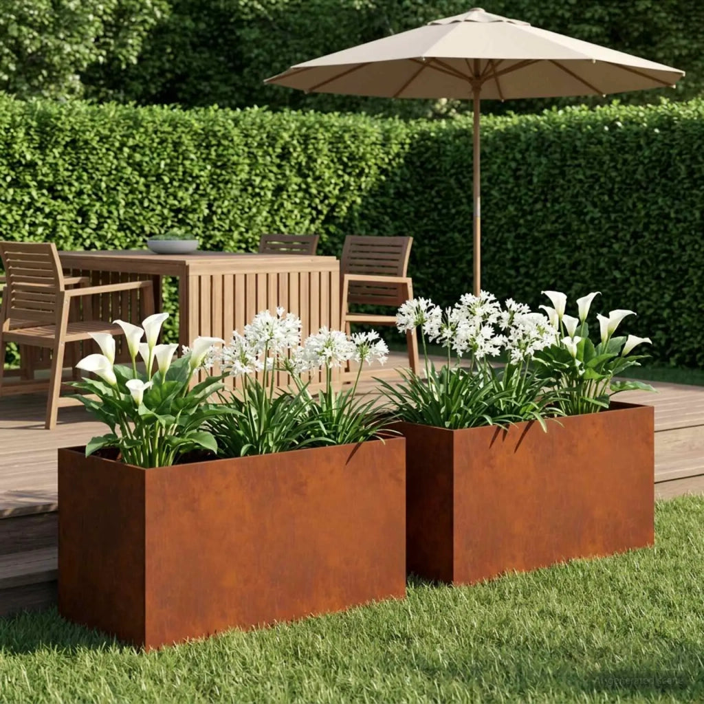Vaso da giardino 2 pz Ruggine 100 x 50 x 50 cm Acciaio Corten 8005287