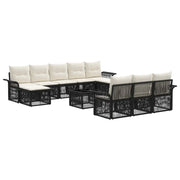 Set Divano da Giardino 11 pcs Nero polyrattan