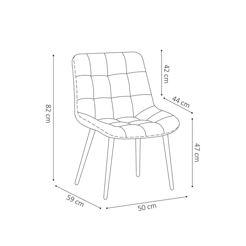 Sedia design KALI – Velluto grigio scuro e gambe in metallo