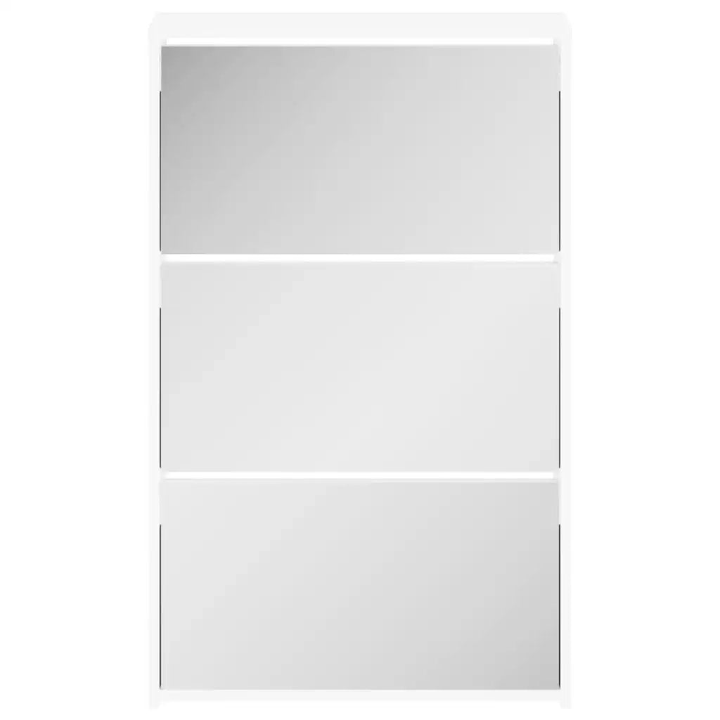 Scarpiera con 3 Ripiani e Specchio Bianco 63x17x102,5 cm 243048