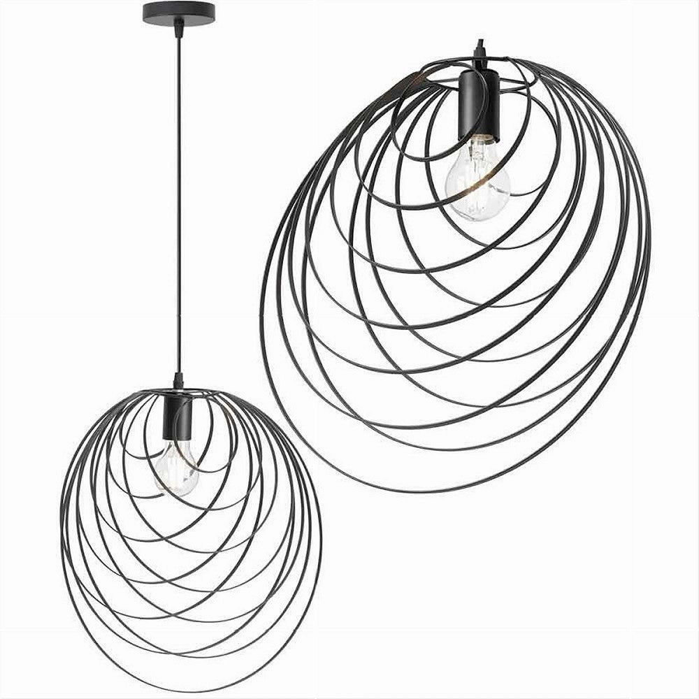 Trade Shop - Lampadario A Sospensione Nero E27 Lampada Geometrica Da Soffitto Decorativa B86 -