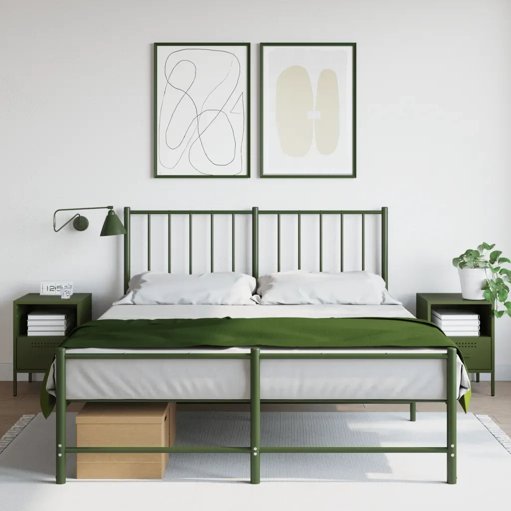 vidaXL Comodini 2 pz Verde Oliva 36x39x50,5 cm in Acciaio