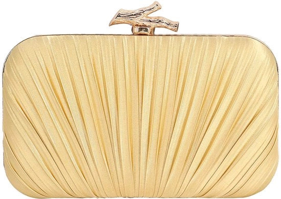 Clutch per donne - borsa serale, clutch pieghevole con catena, borsa da tracolla per matrimoni formali (stile DE 14-oro)