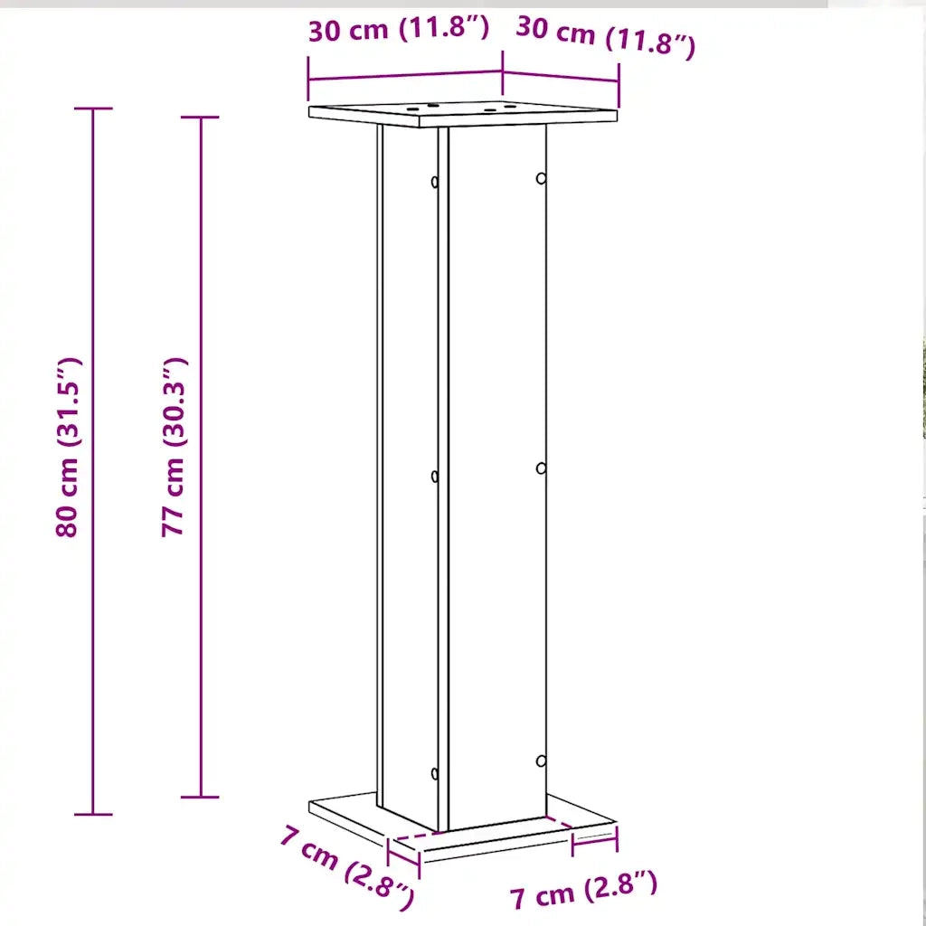 Supporto per piante 2 pz Rovere Nero 30 x 30 x 80 cm CFW5741976
