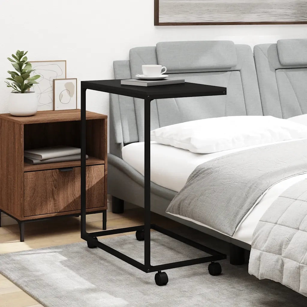 Tavolino con Ruote Nero 55x35x70 cm in Legno Multistrato cod mxl 58224
