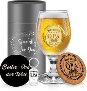 Calice personalizzato per regalo - 400 ml - Cadeau per nonno - Resistentente al lavastoviglie - Scatola di lusso per regali - Materiale di alta qualità per vetro - Bicchiere da birra personalizzato