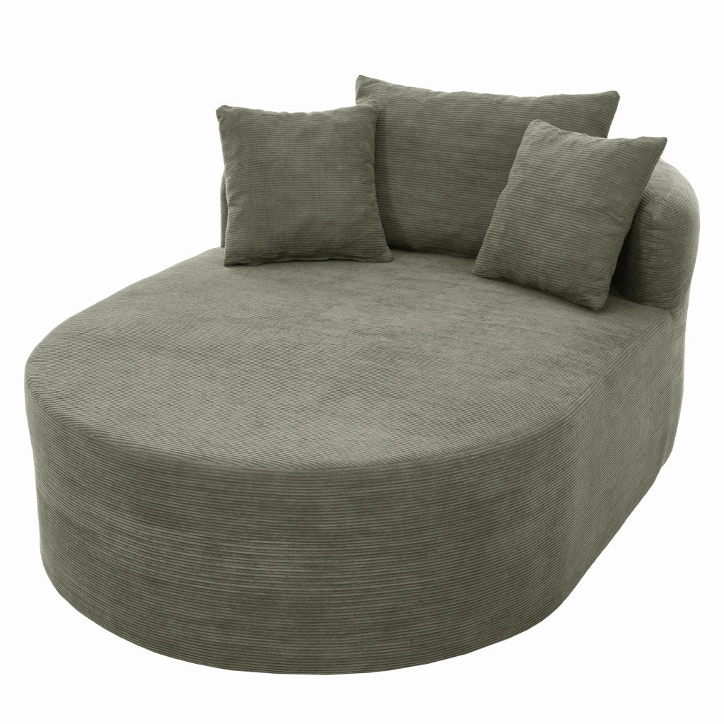 Poltrona relax ovale in corduroy con seduta profonda e forma avvolgente; verde