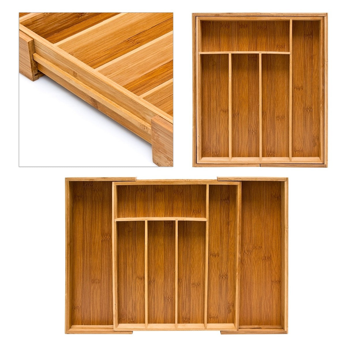 Organizzatore per cassetti per la cucina regolabile da 5 a 7 scomparti bambù 4313028
