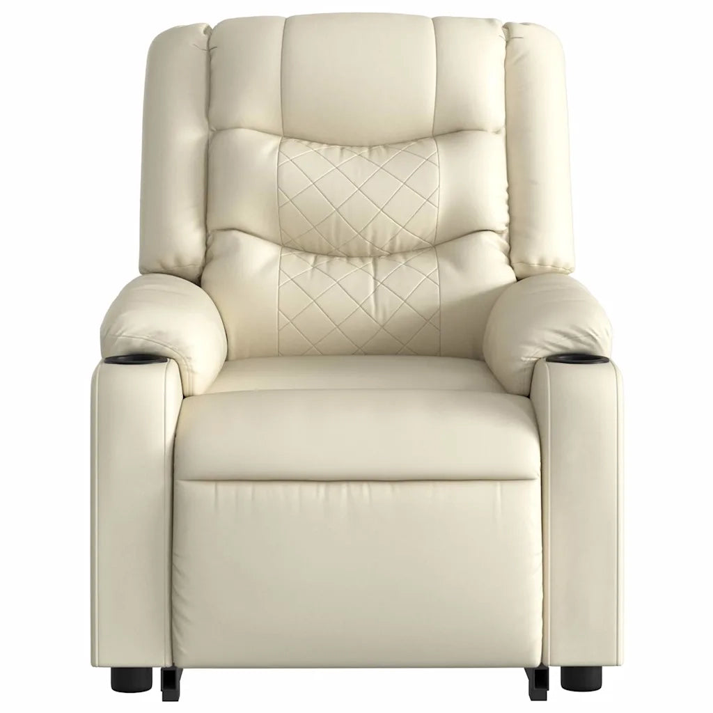 Poltrona Alzapersona Reclinabile Crema in Similpelle 3206552