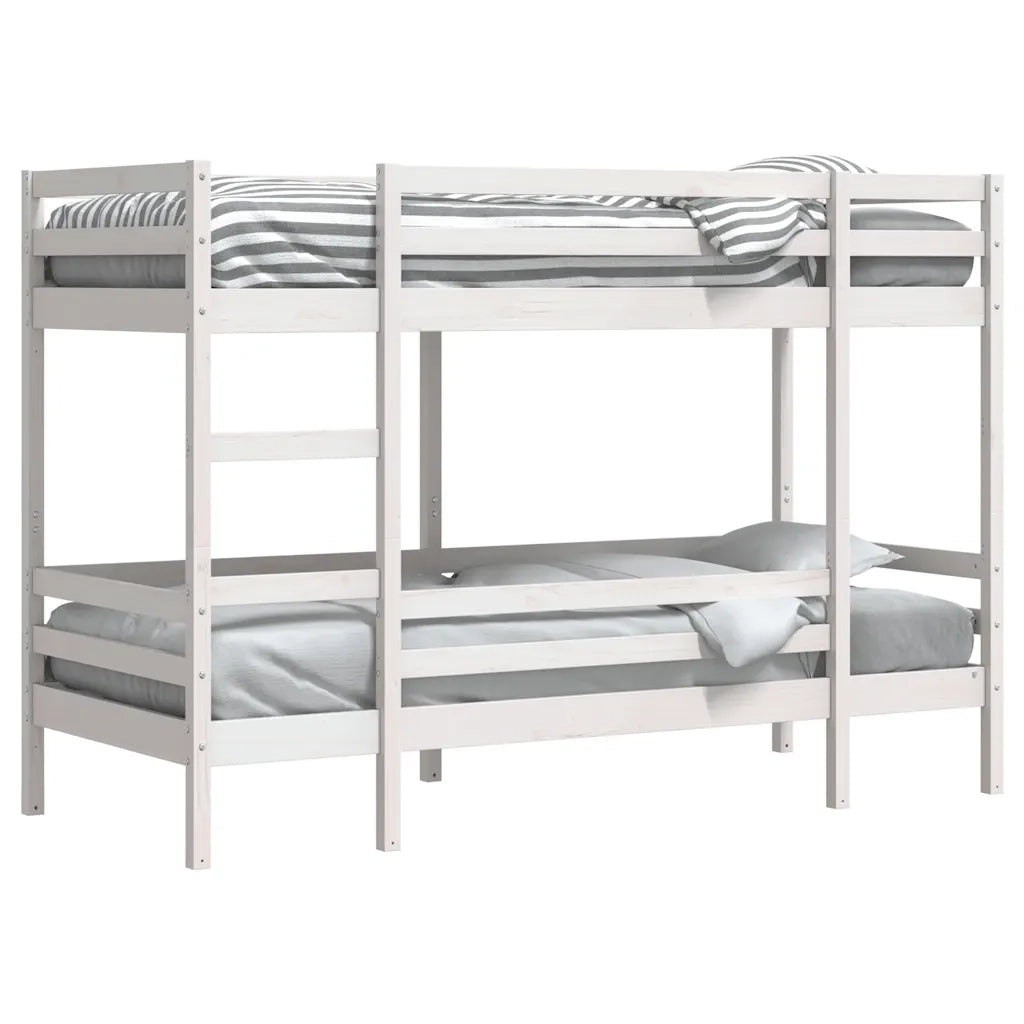 Letto a Castello senza Materasso Bianco 90x190cm Massello Pino 3284222