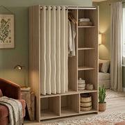 Guardaroba grande Jal, Mobile camera da letto, Cabina armadio portabiti, Armadio appendiabiti, 105x48 h180 cm, Rovere e Beige
