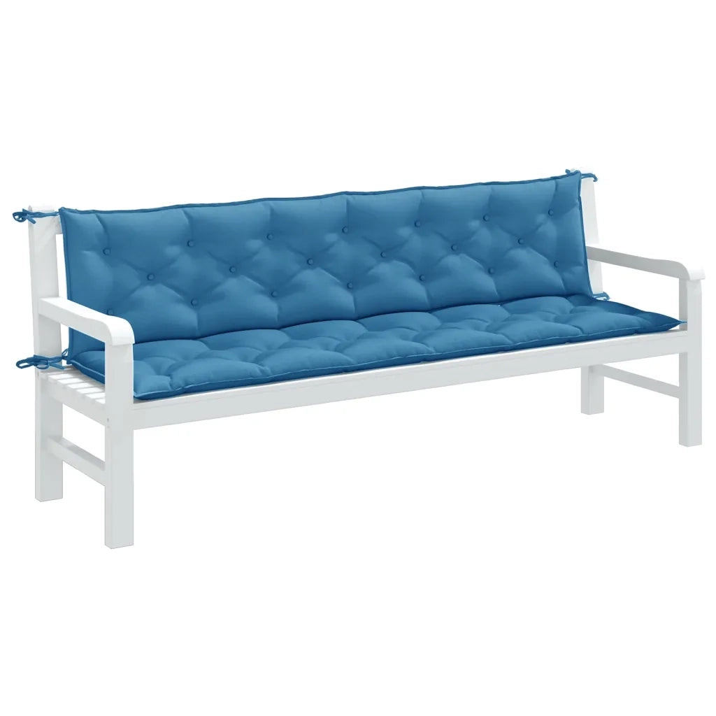 Cuscini Panca Giardino 2pz Blu MÃ©lange 200x50x7 cm Tessuto