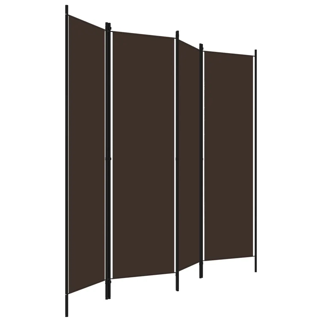 Paravento a 4 Pannelli-Divisorio Marrone 200x180 cm