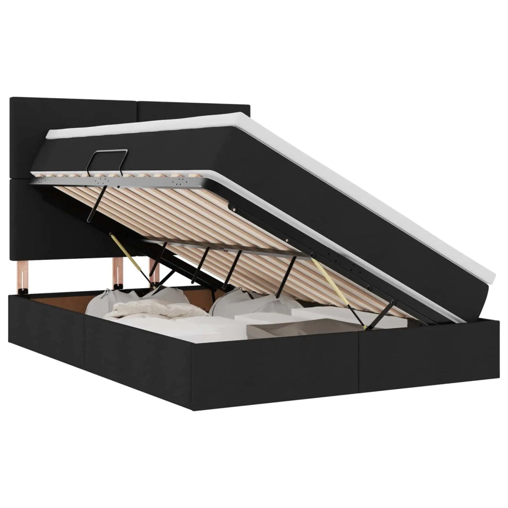Letto con contenitore e materasso Nero 140 x 190 cm Poliestere
