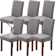 Set di 4/6 moderne coppe per sedie da pranzo elastiche e reclinabili - rimovibili e lavabili (grigio chiaro, coppe per sedie da cucina)
