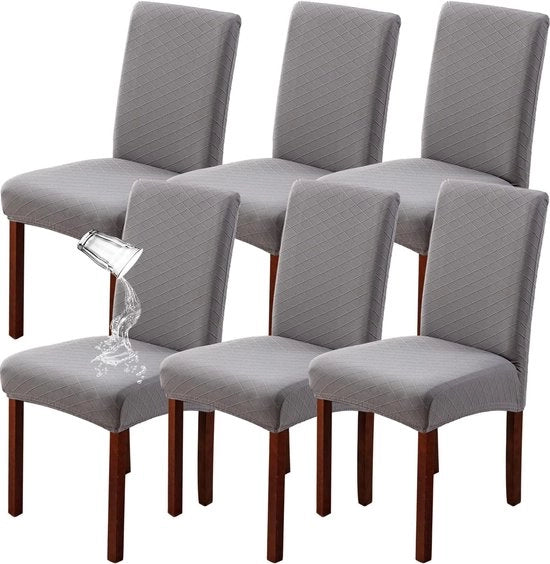 Set di 4/6 moderne coppe per sedie da pranzo elastiche e reclinabili - rimovibili e lavabili (grigio chiaro, coppe per sedie da cucina)