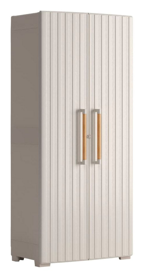 Armadio da Esterno 8 Ripiani 80x45x180H cm in Plastica Keter Groove Multispace Sabbia/Beige