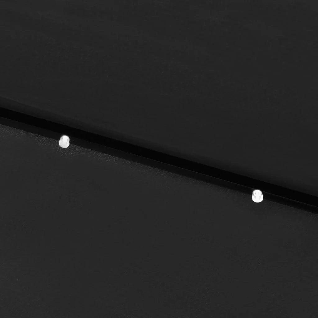 Ombrellone con LED e palo in acciaio 2 x 3 m nero 02_0008068