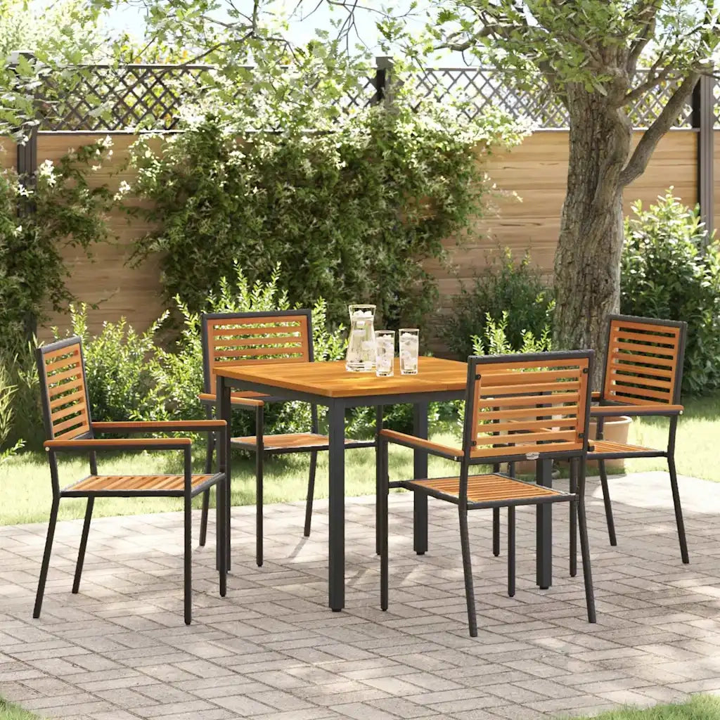 Set da Pranzo per Giardino 5 pcs Nero e Marrone polyrattan