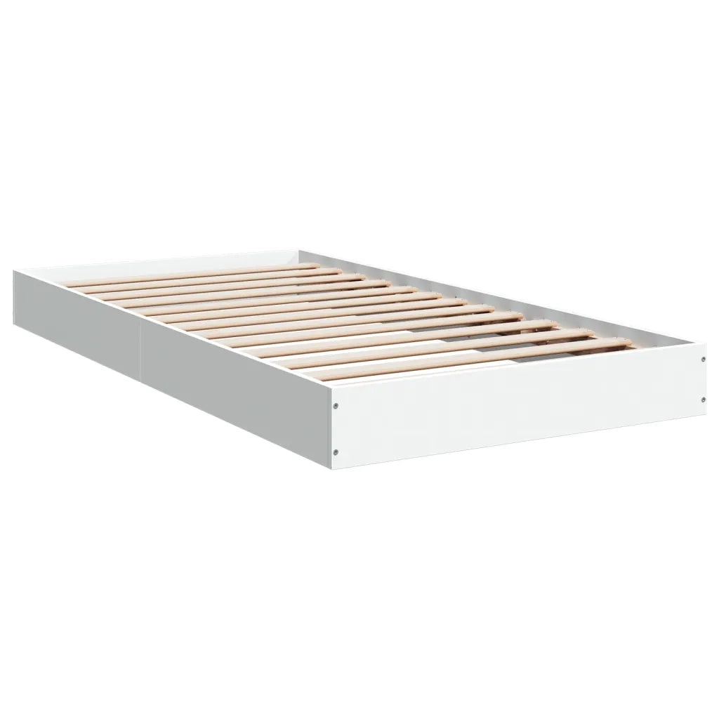 Letto singolo | Letto per adulti | Giroletto Bianco 90x190 cm in Legno Multistrato