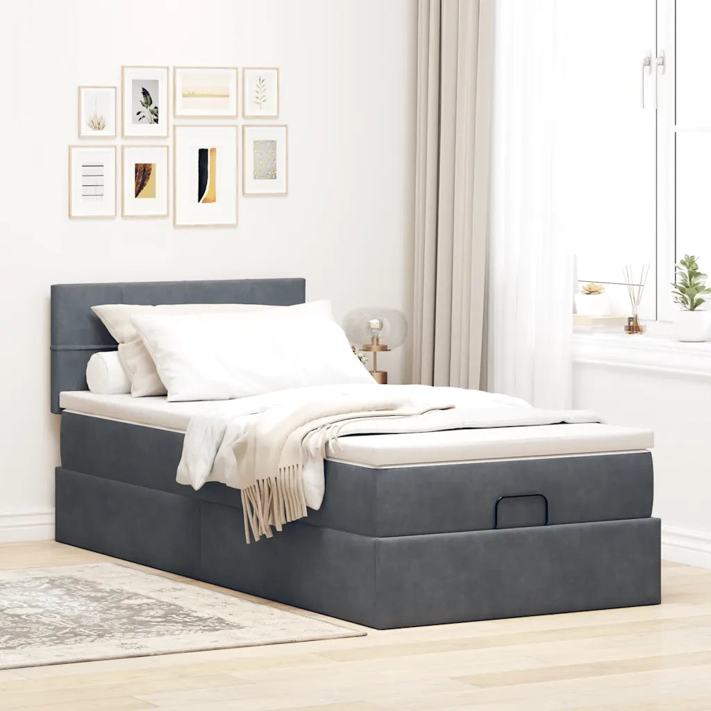 Struttura Letto Pouf con Materasso 100x200 cm Velluto 3312603