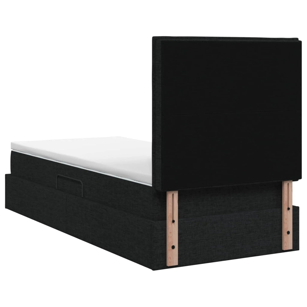 Letto con contenitore e materasso Nero 90 x 190 cm Tessuto 3459410