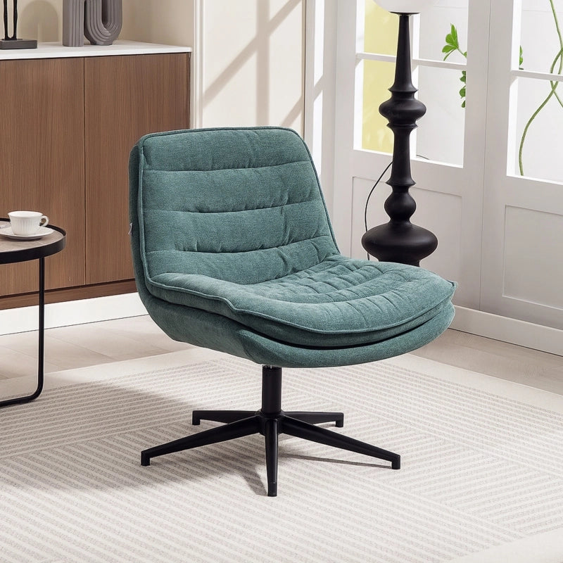 Sedia da ufficio girevole senza braccioli con seduta ampia e schienale ergonomico in poliestere verde scuro