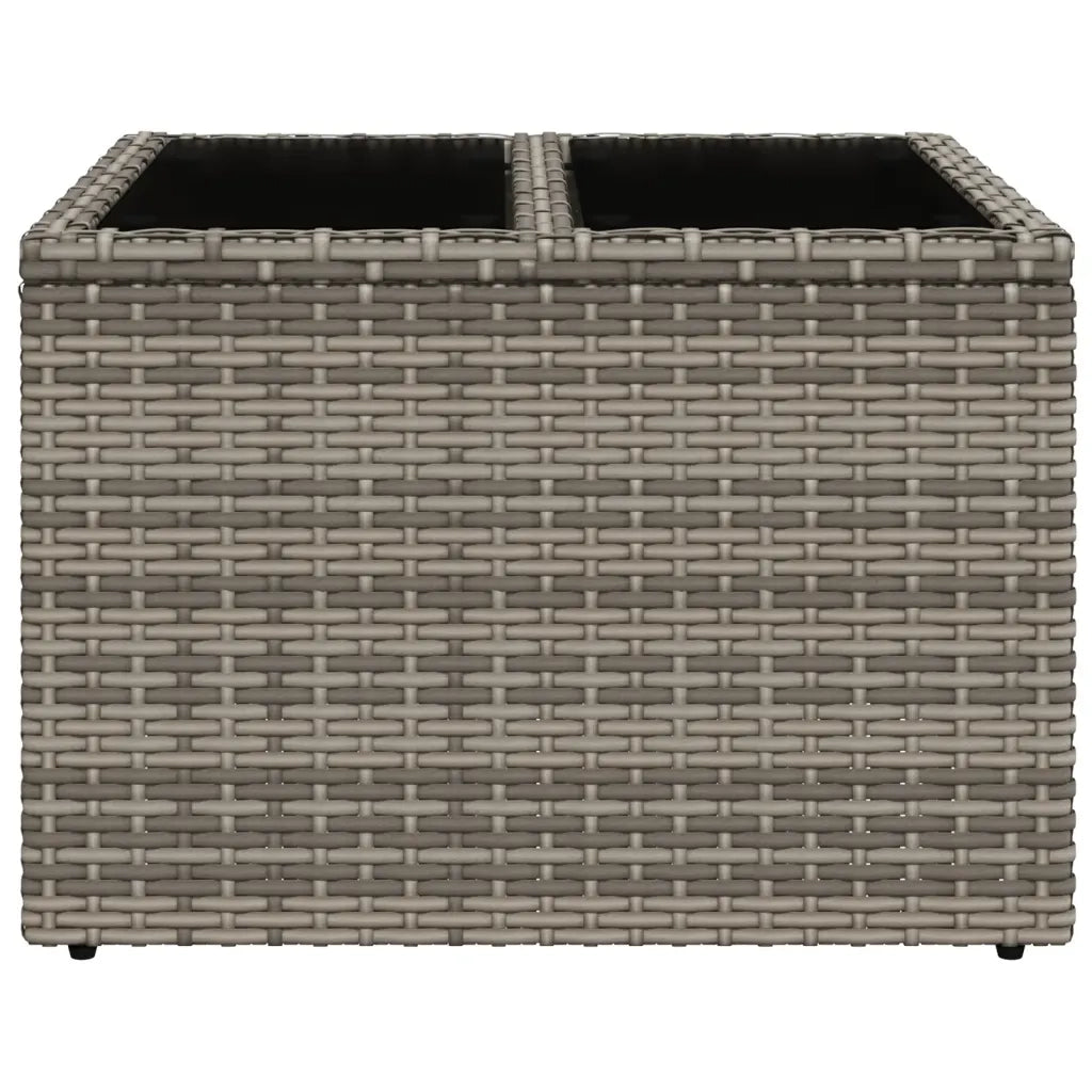 Tavolo da Giardino Piano in Vetro Grigio 55x55x37 cm Polyrattan 366120