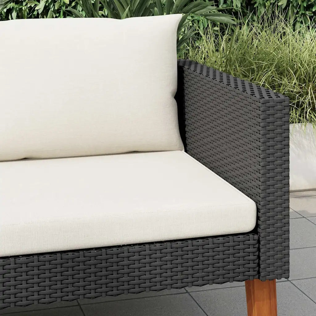 Divano da Giardino Singolo con Cuscini in Polyrattan Nero cod mxl 70656