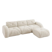 Divano modulare 3 posti senza struttura con schiuma 32D; in ciniglia; beige chiaro