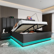 Letto matrimoniale 160x200 con LED 360°, USB e contenitore idraulico