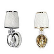 Trade Shop - Applique Parete Lumetto Muro Attacco E27 Oro Argento Abat Jour Lume In Vetro E18 -