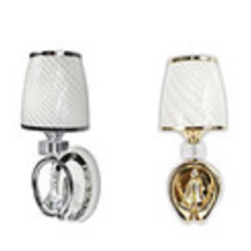 Trade Shop - Applique Parete Lumetto Muro Attacco E27 Oro Argento Abat Jour Lume In Vetro E18 -