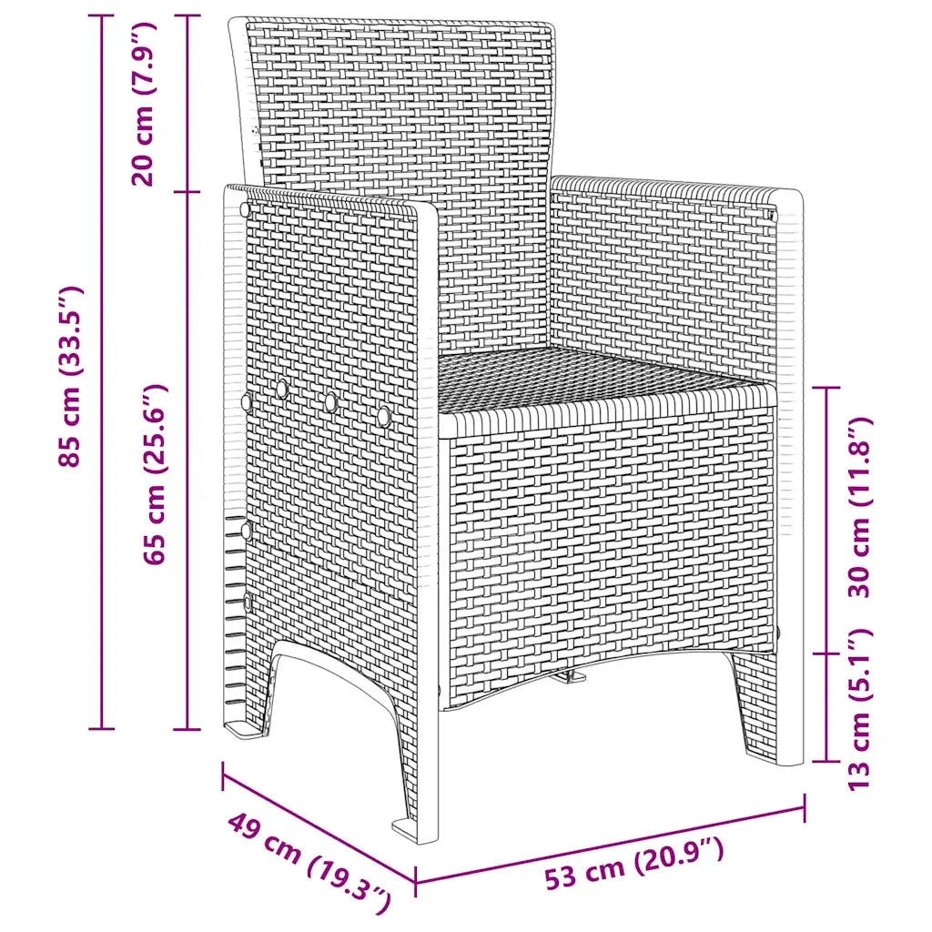Sedia da Giardino 4 pcs Grigio chiaro 53 x 49 x 85 cm 847483
