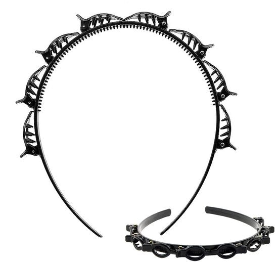 Accessori per capelli - Fascia per capelli - Doppio pony - Nera - Adatta per matrimoni e feste - Doppio strato