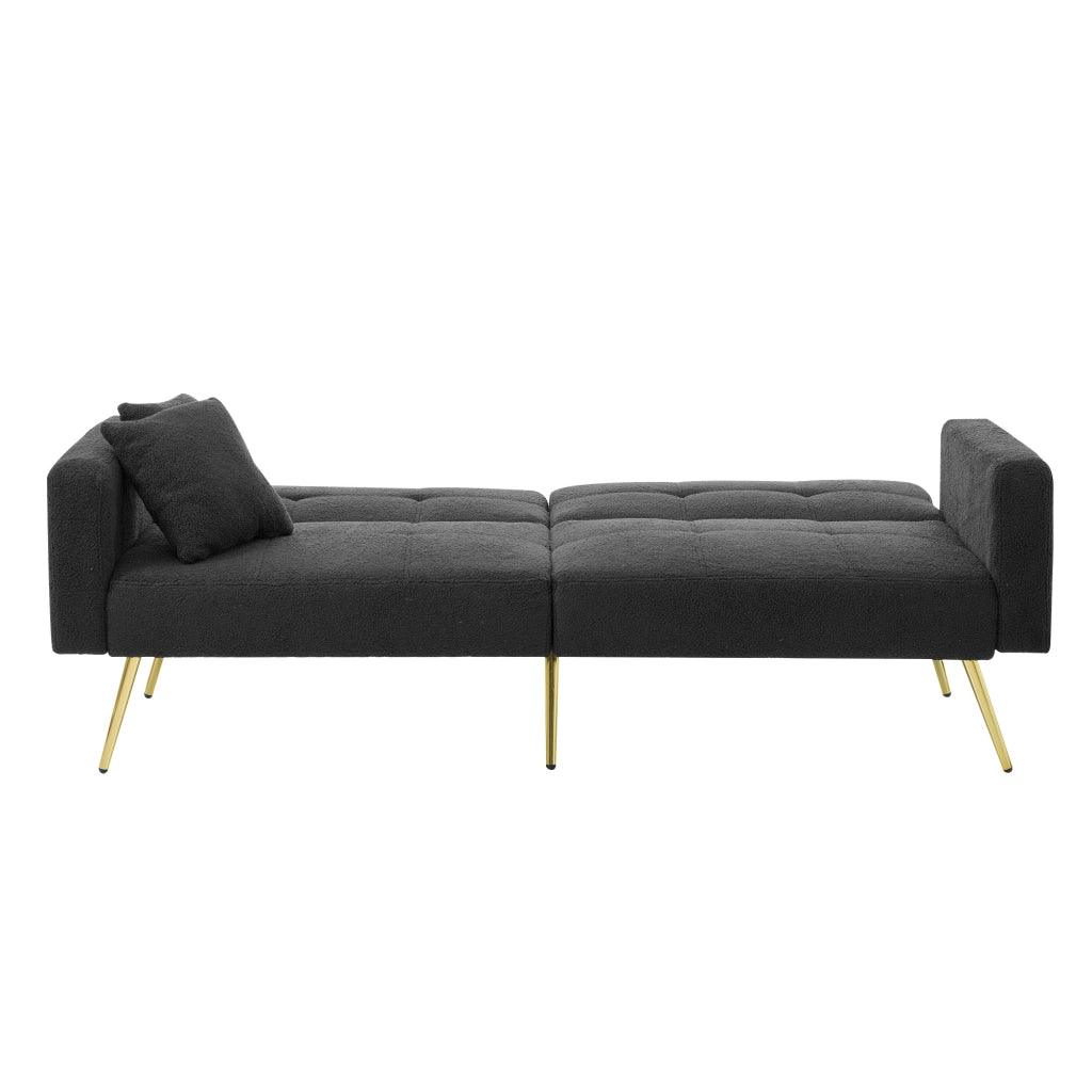 Divano Letto con Contenitore Laterale e Cuscini ¨C MINIMAL ¨C Gambe Dorate, Angolo Regolabile