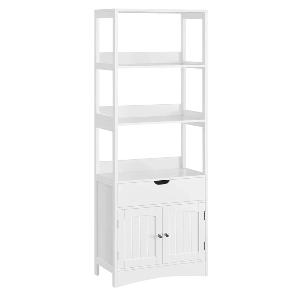 Mobile contenitore con cassetto 2 ripiani aperti doppia anta mobiletto bagno mobiletto ingresso cucina soggiorno bianco 12_0006416