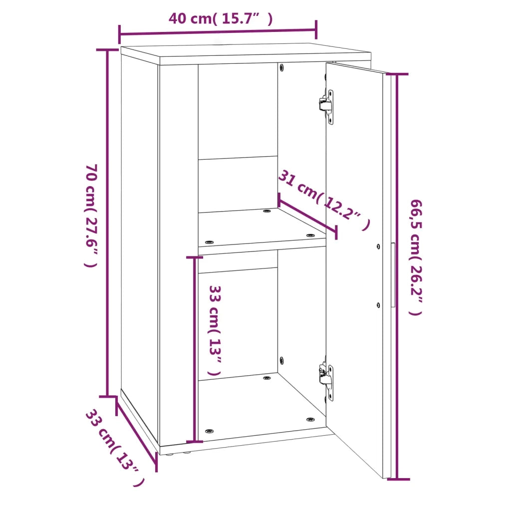 Credenza Rovere Fumo 40x33x70 cm in Legno Multistrato 819417