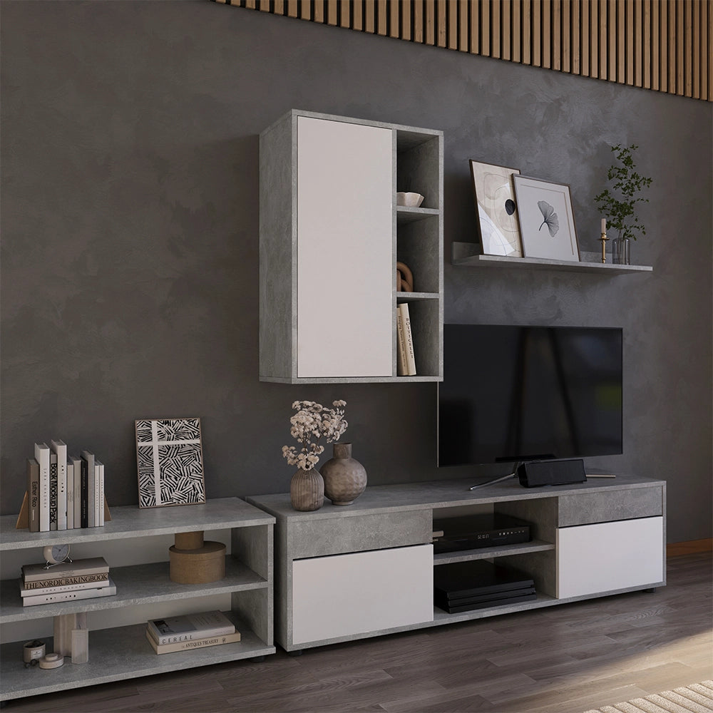 Vicco Libreria da parete Cemento/Bianco 50.1 x 78.4 cm con 3 scomparti aperti