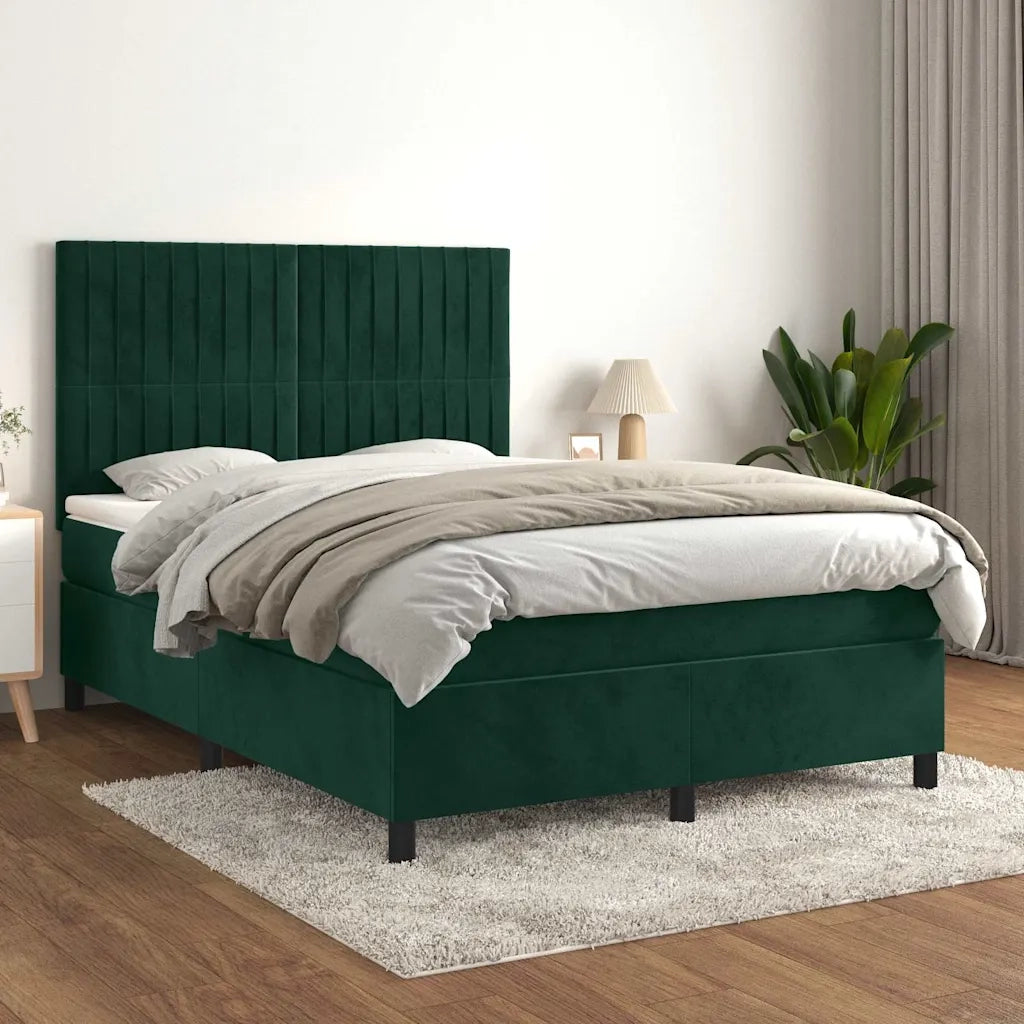 Giroletto a Molle con Materasso Verde Scuro 140x190 cm Vellutocod mxl 75839