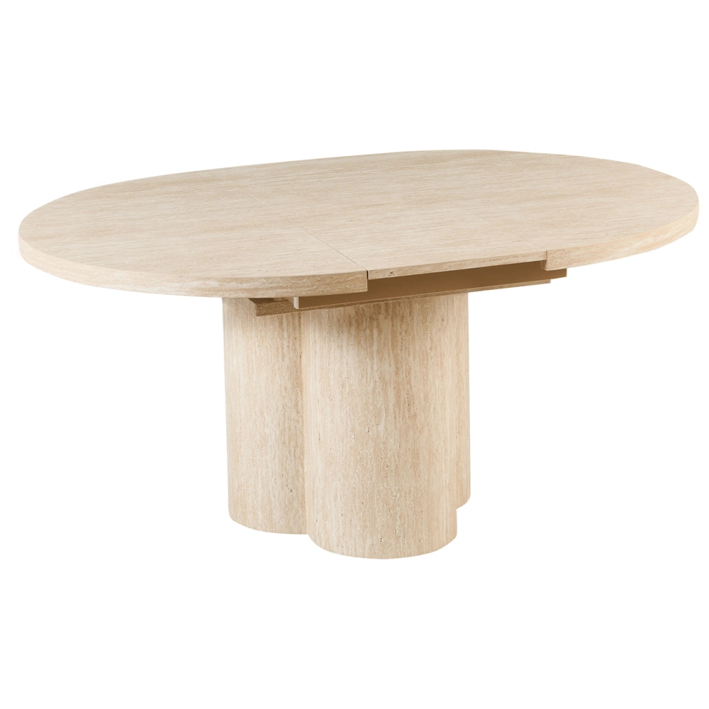 Tavolo da pranzo allungabile con ampia base a piedistallo MDF 120/160 x 76 cm Mobili per la sala da pranzo minimalisti Marrone chiaro