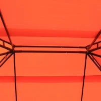Gazebo da Giardino 4x3m con Doppio Tetto e Tende Laterali, Arancione