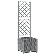 Fioriera rialzata per piante fiori e terrazze con traliccio grigio chiaro 40 x 40 x 136 cm PP grigio 02_0038356