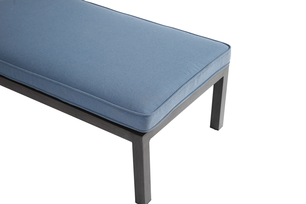 Lettino Prendisole Chaise Longue con Schienale Regolabile in 5 Posizioni e Cuscino; Arredo da Esterno in Alluminio Blu 204 x 58 cm