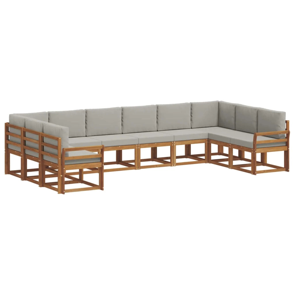 Set di divani da esterno 10 pcs Grigio Naturale e Chiaro 3367054